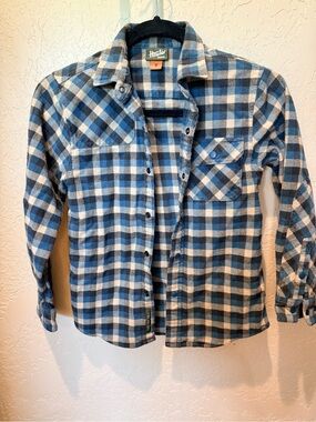 Howler Brothers Blue & Cream Plaid Flannel Shirt